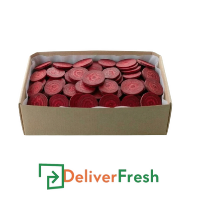 Box of sliced red beetroot with DeliverFresh