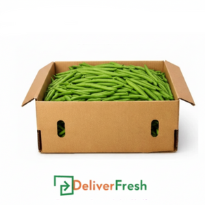 Box of green beans with 'Fresh Wholesale Vegetables' and 'Deliver Fresh'