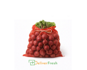 Bag of beetroots labeled 'Beetroots - Bag (10Kg)' with 'Deliver Fresh'
