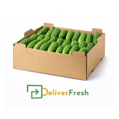 Box of bitter gourds with 'Deliver Fresh'