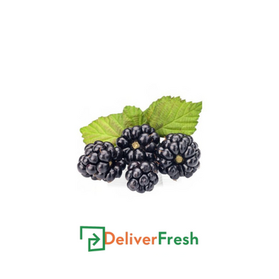 Blackberries with green leaves on a with DeliverFresh