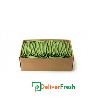 Box of green beans with 'Deliver Fresh'