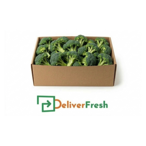 Box of broccoli florets chunky cut with 'Deliver Fresh'