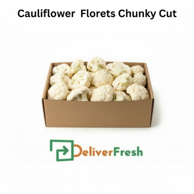 Box of cauliflower florets with 'Deliver Fresh'