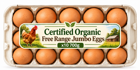 Certified Organic Free Range Jumbo Eggs x10 - (700g)