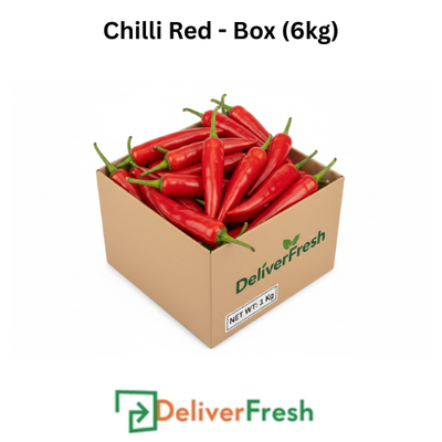 Box of red chilies with 'DeliverFresh'