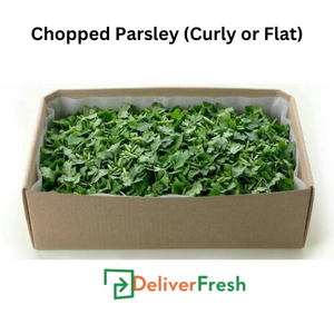 Box of chopped parsley with 'Deliver Fresh'