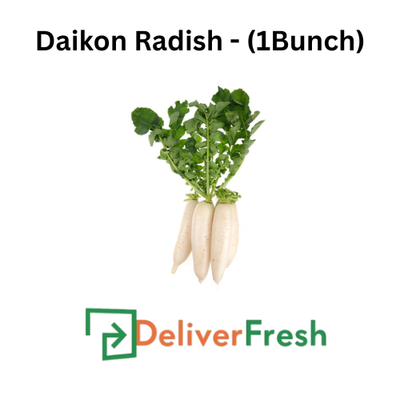 Daikon radish with green leaves on a with DeliverFresh