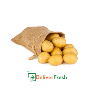 Bag of washed potatoes with 'Deliver Fresh'