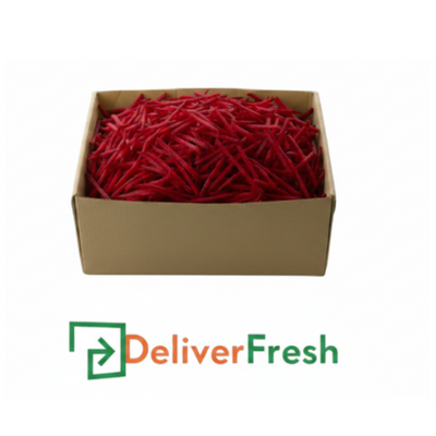 Box of red beetroot julienne with 'Deliver Fresh'