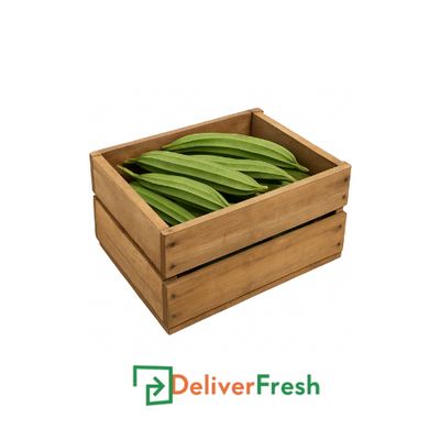 Wooden crate with green beans and 'DeliverFresh'