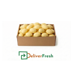 Box of roast potatoes with 'Deliver Fresh'
