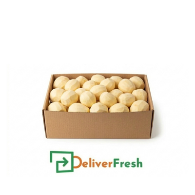 Box of peeled swedes with 'Deliver Fresh'