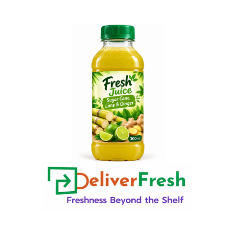 Fresh Juice Sugar Cane, Lime & Ginger  - (300ml)