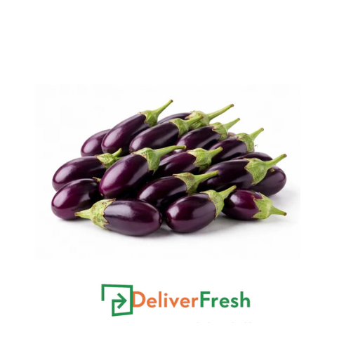 Baby eggplants with 'Deliver Fresh' 