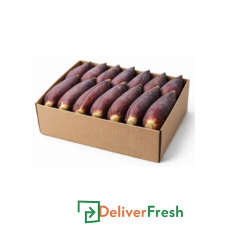 Box of banana flowers with 'Deliver Fresh' 