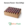 Box of banana flowers with 'Deliver Fresh' 