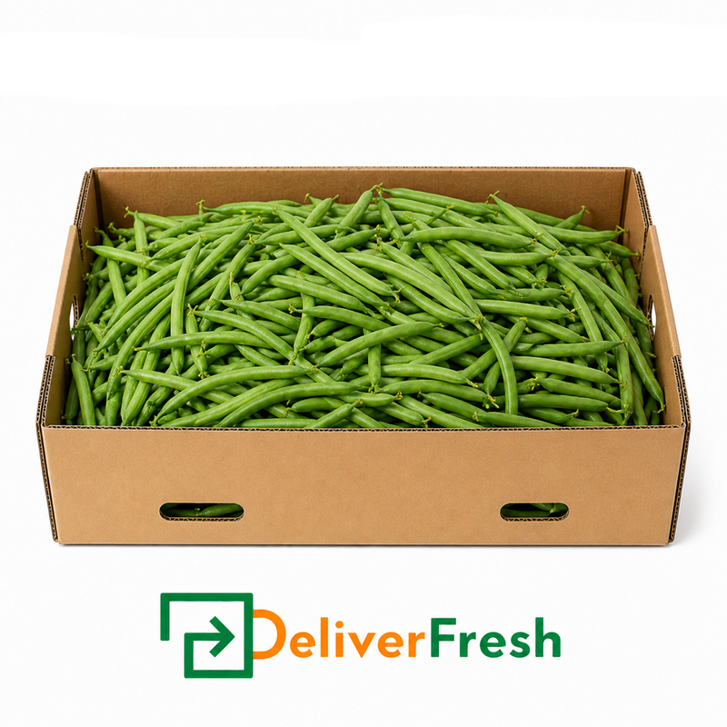 Box of green beans with 'Deliver Fresh' 
