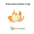 Peeled brown onion with 'Deliver Fresh' 