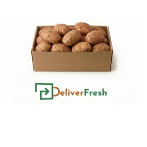 Box of brushed potatoes with 'Deliver Fresh' 