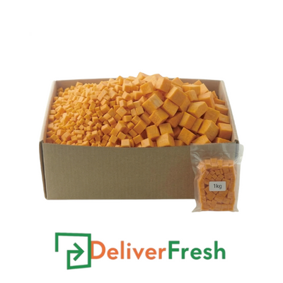 Box of diced butternut pumpkin diced with 'Deliver Fresh' 