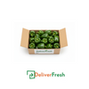 Box of green capsicums with 'DeliverFresh'