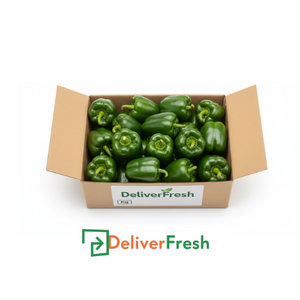 Box of green capsicums with DeliverFresh 