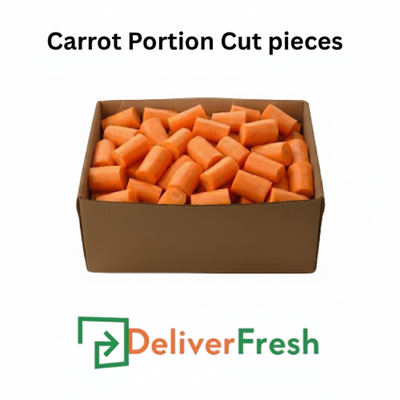 Box of carrot portion cut pieces with DeliverFresh 