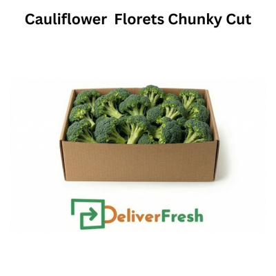 Box of cauliflower florets with 'Deliver Fresh'