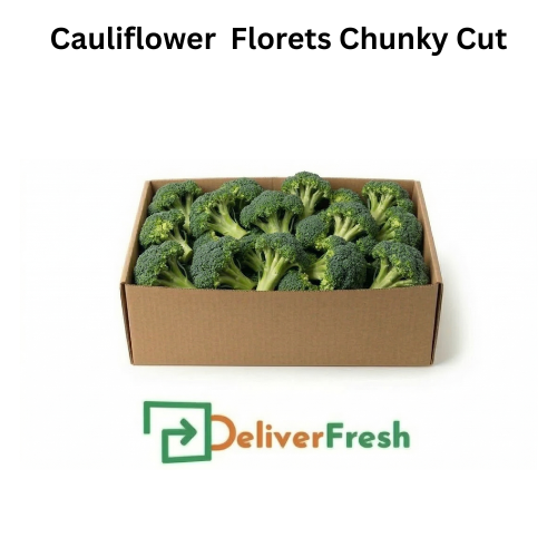 Box of cauliflower florets with 'Deliver Fresh'