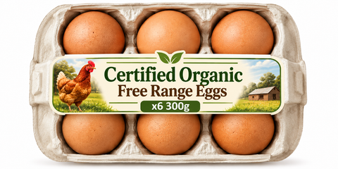 Certified Organic Free Range Eggs x6 - (300g)