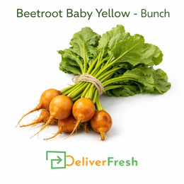 Fresh baby yellow beetroot bunch with leaves supplied by DeliverFresh