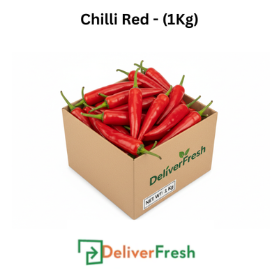 Box of red chilies with 'DeliverFresh' 