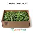 Box of sliced basil with 'Deliver Fresh' 