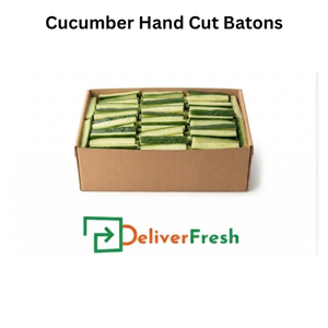 Box of cucumber hand cut batons with DeliverFresh 