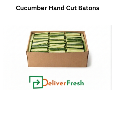 Box of cucumber hand cut batons with DeliverFresh 