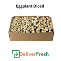 Box of diced eggplant with 'Deliver Fresh'