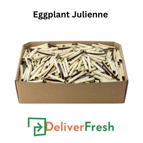 Box of eggplant julienne with 'Deliver Fresh'
