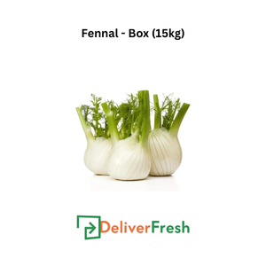 Three fennel bulbs on a white background with 'Deliver Fresh' 