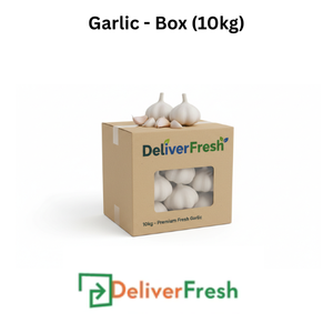 Box of garlic with 'DeliverFresh' 