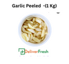 Peeled garlic in a white bowl with 'Deliver Fresh' 