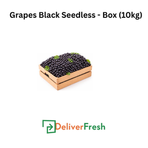 Box of black seedless grapes with DeliverFresh