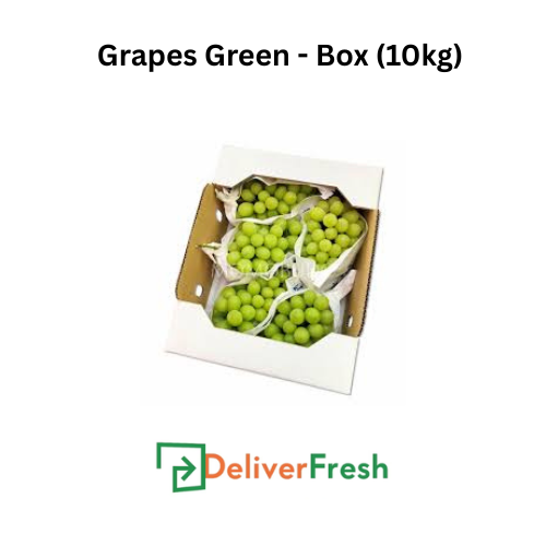 Box of green grapes with DeliverFresh