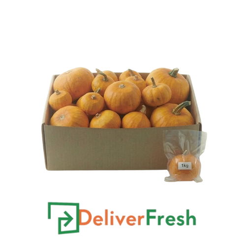 Box of peeled grey pumpkins with DeliverFresh 