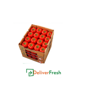 Box of heirloom tomatoes with 'Deliver Fresh' 