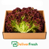 Box of coral red lettuce with DeliverFresh