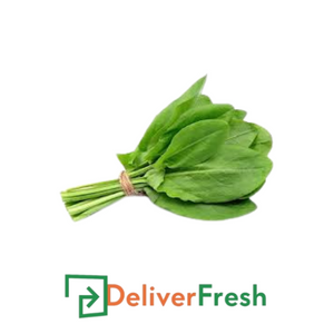 Bunch of green micro sorrel with 'Deliver Fresh'