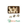 Box of mushroom buttons with 'Deliver Fresh'