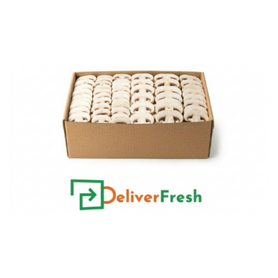 Box of diced mushrooms with 'Deliver Fresh' 