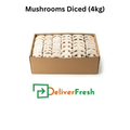 Box of diced mushrooms with 'Deliver Fresh' 